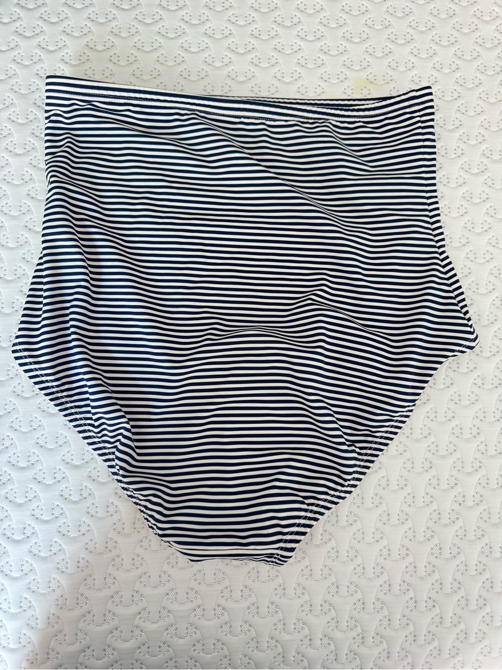 Lands' End Navy and White Stripe High-Waist Bikini Bottom Size 14 - Picture 3 of 5